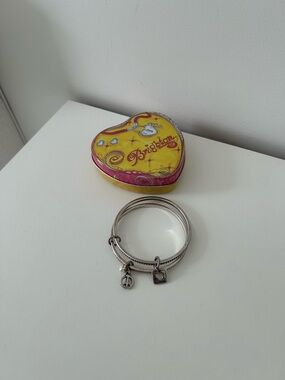 Brighton Silver-Tone Layered Charm Bangle Bracelet with Peace & Heart